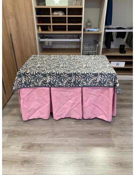 Conjunto Chenilla 10 Pliegues color Rosa Pastel con Tapete Nature