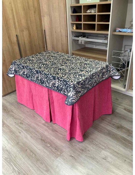 Conjunto Chenilla 10 Pliegues color Rosa Chicle con Tapete Nature