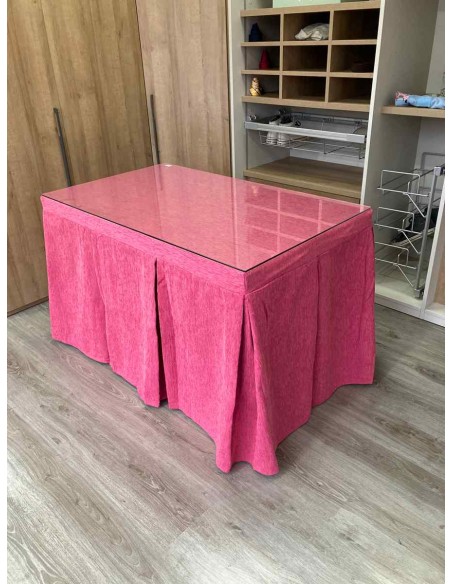 Conjunto Chenilla 10 Pliegues color Rosa Chicle