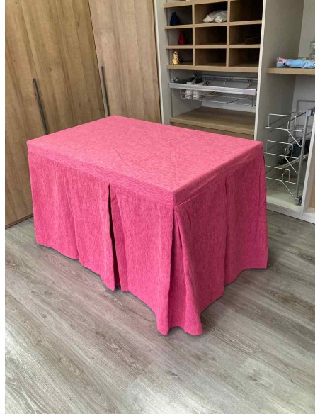 Conjunto Chenilla 10 Pliegues color Rosa Chicle