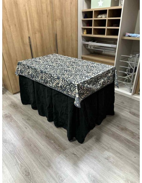 Conjunto Chenilla 10 Pliegues color Negro con Tapete Nature