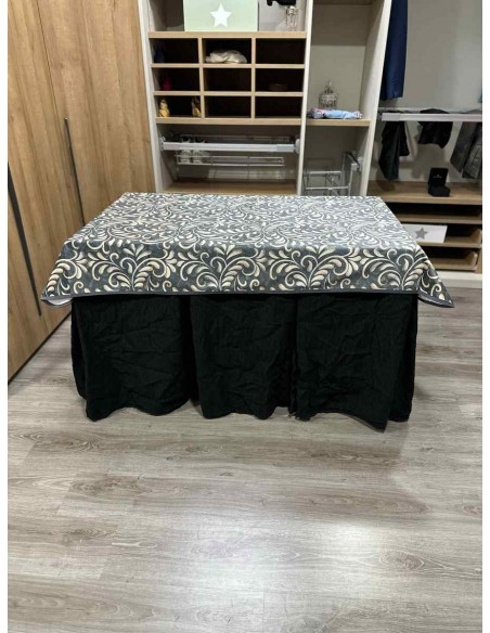 Conjunto Chenilla 10 Pliegues color Negro con Tapete Nature