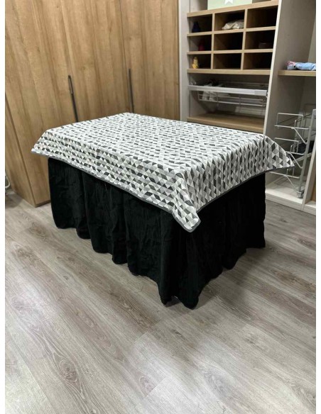 Conjunto Chenilla 10 Pliegues color Negro con Tapete Sena