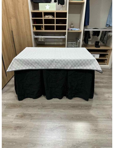 Conjunto Chenilla 10 Pliegues color Negro con Tapete Rombos