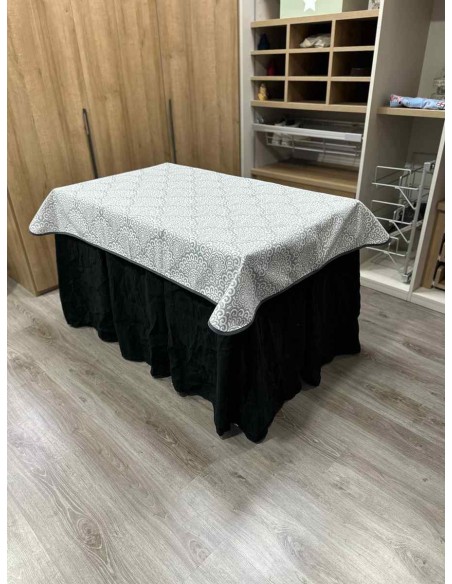 Conjunto Chenilla 10 Pliegues color Negro con Tapete Sol