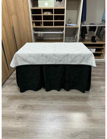 Conjunto Chenilla 10 Pliegues color Negro con Tapete Sol