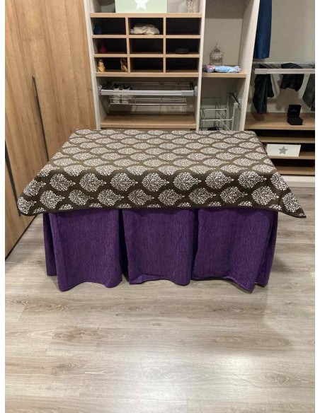 Conjunto Chenilla 10 Pliegues color Morado con Tapete Acebo