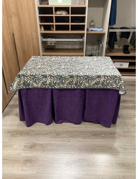 Conjunto Chenilla 10 Pliegues color Morado con Tapete Nature