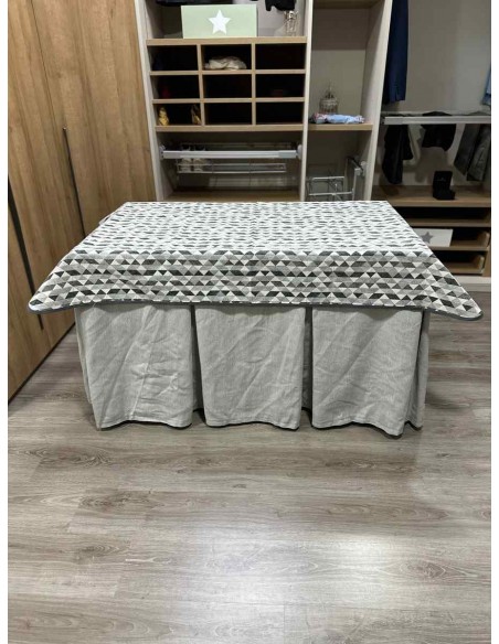 Conjunto Chenilla 10 Pliegues color Gris Claro con Tapete Sena