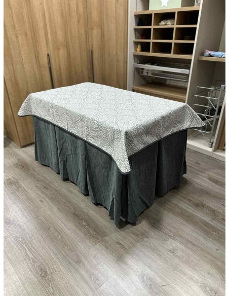 Conjunto Chenilla 10 Pliegues color Gris con Tapete Sol