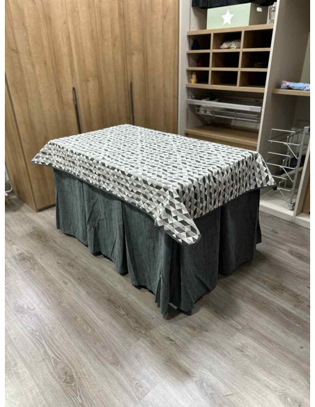 Conjunto Chenilla 10 Pliegues color Gris con Tapete Sena