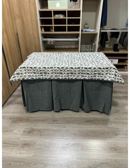 Conjunto Chenilla 10 Pliegues color Gris con Tapete Sena