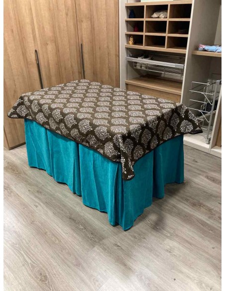 Conjunto Chenilla 10 Pliegues color Azul con Tapete Acebo