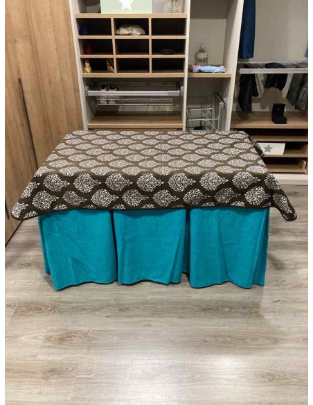 Conjunto Chenilla 10 Pliegues color Azul con Tapete Acebo