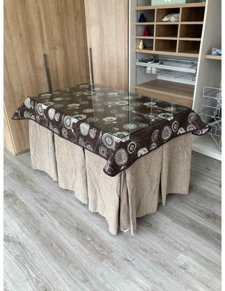 Ropa Chenilla 10 Pliegues color Topo con Tapete Mandala