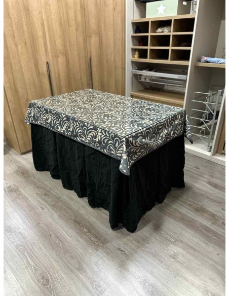 Ropa Chenilla 10 Pliegues color Negro con Tapete Nature