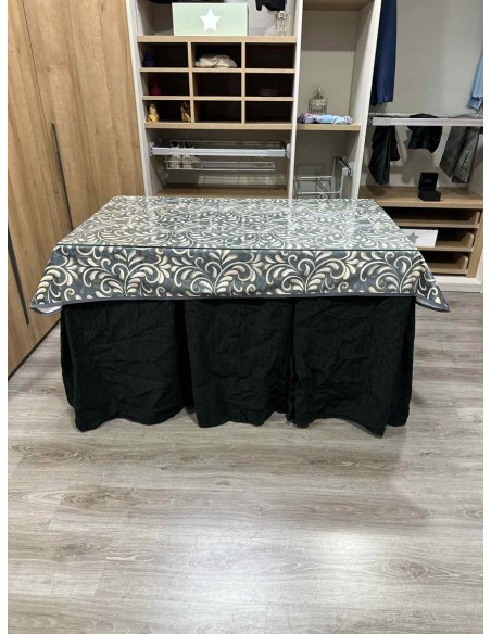 Ropa Chenilla 10 Pliegues color Negro con Tapete Nature