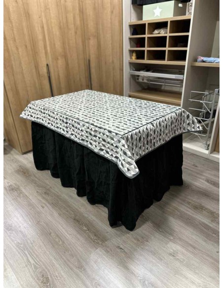 Ropa Chenilla 10 Pliegues color Negro con Tapete Sena