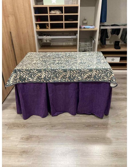 Ropa Chenilla 10 Pliegues color Morado con Tapete Nature