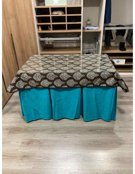 Ropa Chenilla 10 Pliegues color Azul con Tapete Acebo