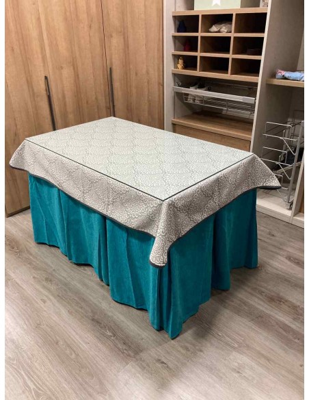 Ropa Chenilla 10 Pliegues color Azul con Tapete Sol