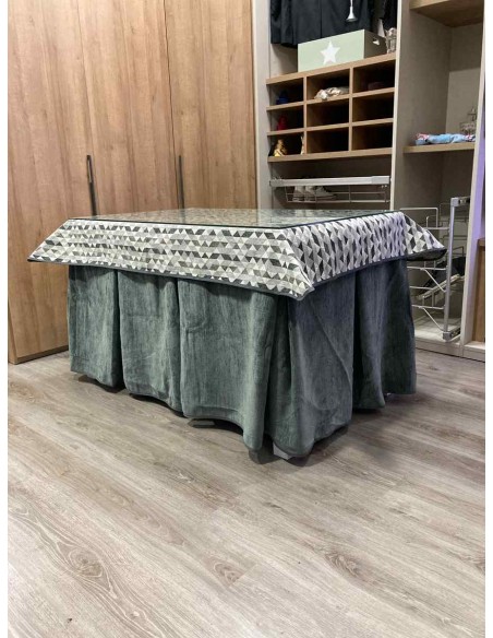 Ropa Doble Grueso 10 Pliegues Gris con Tapete Sena