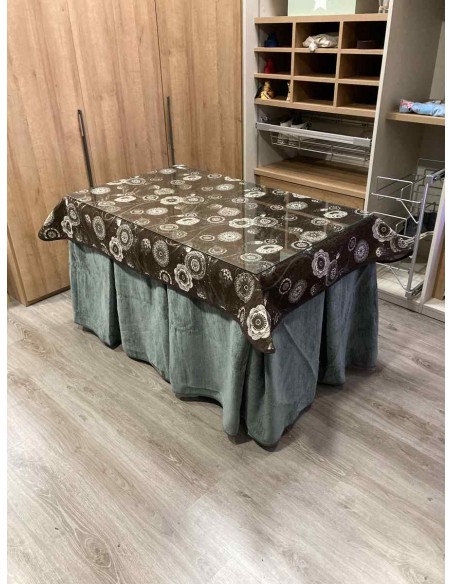 Ropa Doble Grueso 10 Pliegues Gris con Tapete Mandala