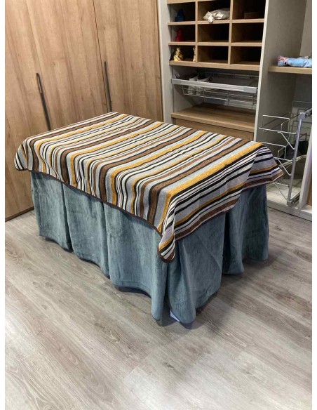 Conjunto Doble Grueso 10 Pliegues Gris con Tapete Otoño