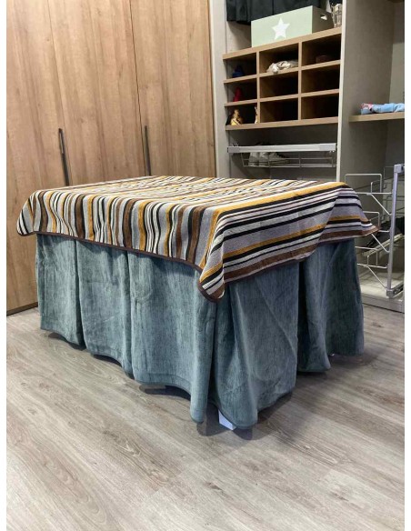 Conjunto Doble Grueso 10 Pliegues Gris con Tapete Otoño