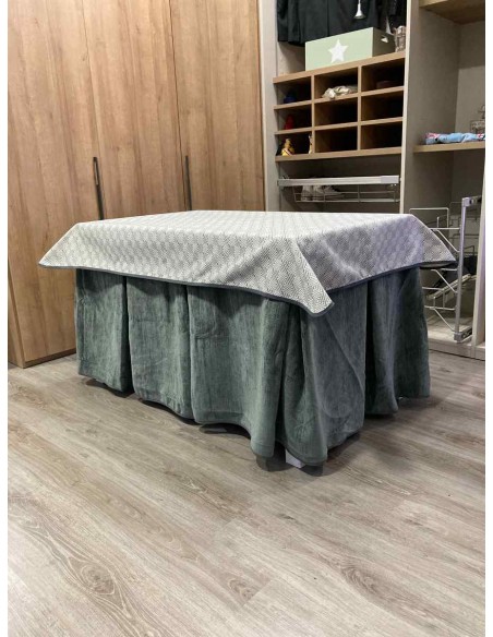 Conjunto Doble Grueso 10 Pliegues Gris con Tapete Rombos