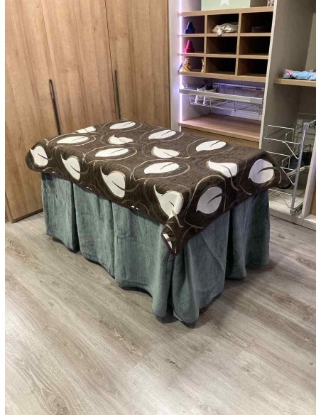 Conjunto Doble Grueso 10 Pliegues Gris con Tapete Hojas