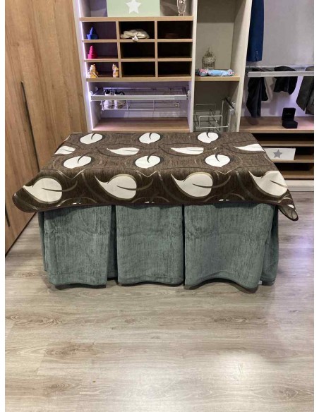 Conjunto Doble Grueso 10 Pliegues Gris con Tapete Hojas