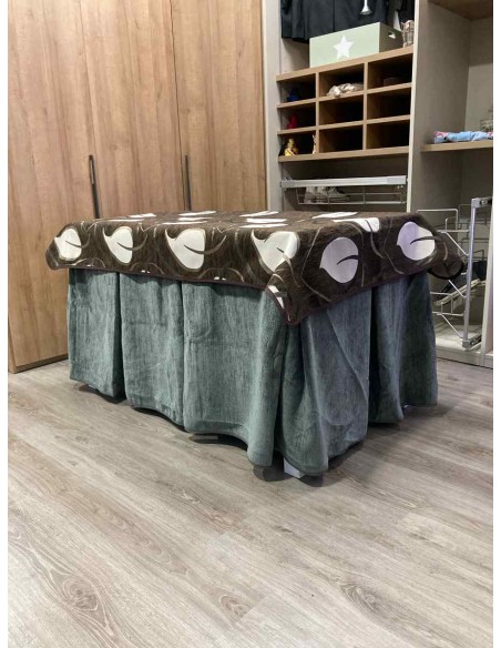 Conjunto Doble Grueso 10 Pliegues Gris con Tapete Hojas