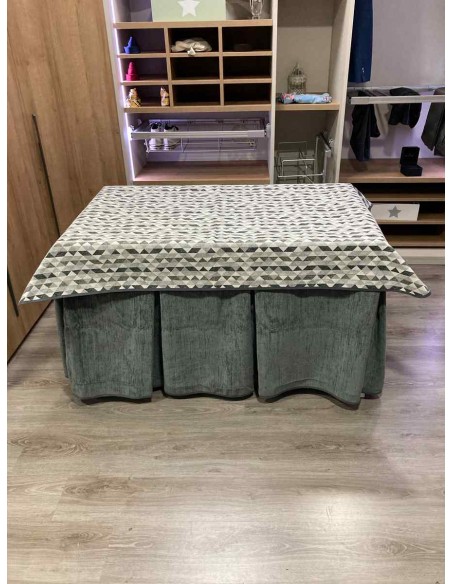 Conjunto Doble Grueso 10 Pliegues Gris con Tapete Sena