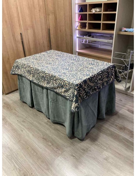 Conjunto Doble Grueso 10 Pliegues Gris con Tapete Nature