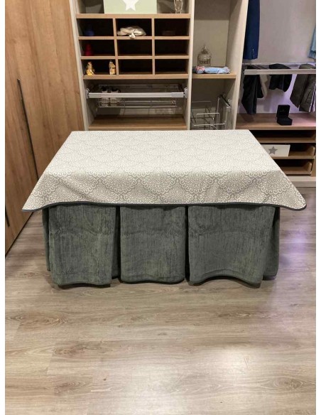 Conjunto Doble Grueso 10 Pliegues Gris con Tapete Sol