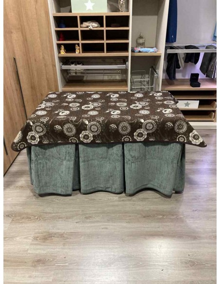 Conjunto Doble Grueso 10 Pliegues Gris con Tapete Mandala