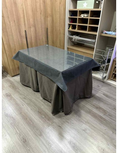 Conjunto Antimanchas Aterciopelada Triplegrueso color Chocolate con Tapete Liso Grafito