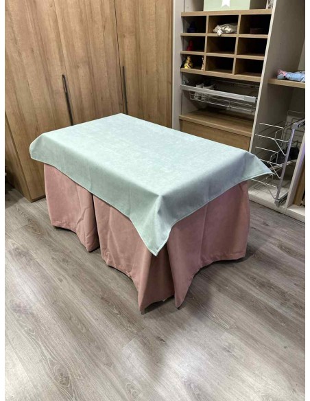Conjunto Antimanchas Aterciopelada Triplegrueso color Rosa con Tapete Liso Verde Pastel