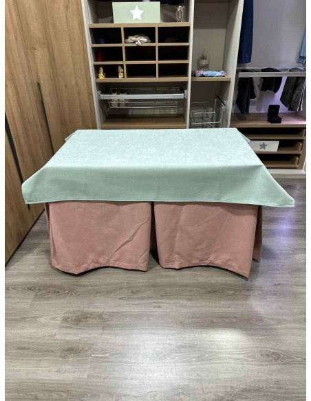 Conjunto Antimanchas Aterciopelada Triplegrueso color Rosa con Tapete Liso Verde Pastel