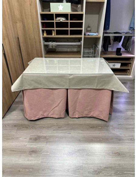 Conjunto Antimanchas Aterciopelada Triplegrueso color Rosa con Tapete Liso Beige