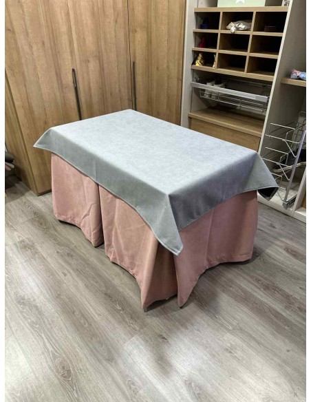 Conjunto Antimanchas Aterciopelada Triplegrueso color Rosa con Tapete Liso Gris