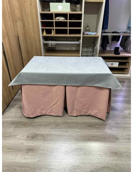 Conjunto Antimanchas Aterciopelada Triplegrueso color Rosa con Tapete Liso Gris