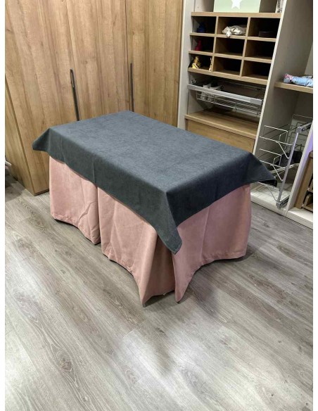 Conjunto Antimanchas Aterciopelada Triplegrueso color Rosa con Tapete Liso Grafito