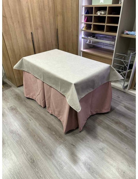 Conjunto Antimanchas Aterciopelada Triplegrueso color Rosa con Tapete Liso Beige