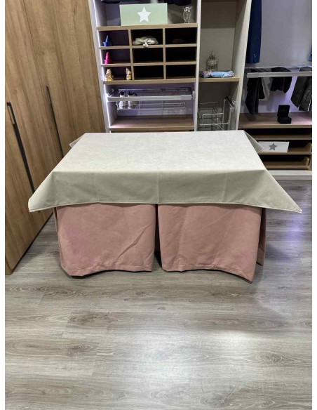 Conjunto Antimanchas Aterciopelada Triplegrueso color Rosa con Tapete Liso Beige