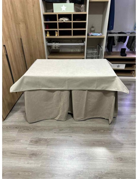 Conjunto Antimanchas Aterciopelada Triplegrueso color Beige con Tapete Liso Beige