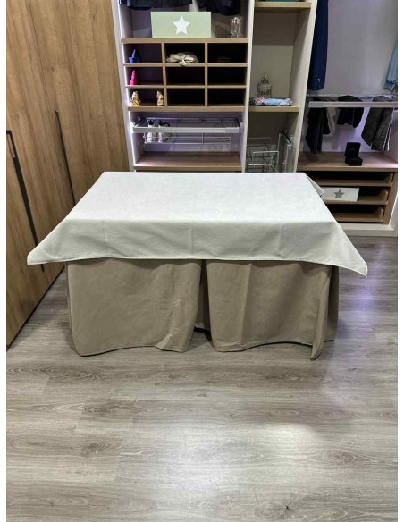 Conjunto Antimanchas Aterciopelada Triplegrueso color Beige con Tapete Liso Marfil