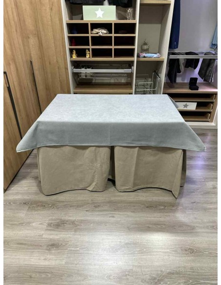 Conjunto Antimanchas Aterciopelada Triplegrueso color Beige con Tapete Liso Gris