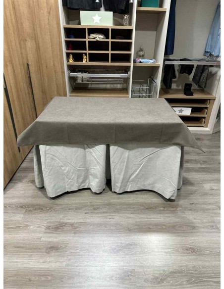 Conjunto Antimanchas Aterciopelada Triplegrueso color Marfil con Tapete Liso Chocolate